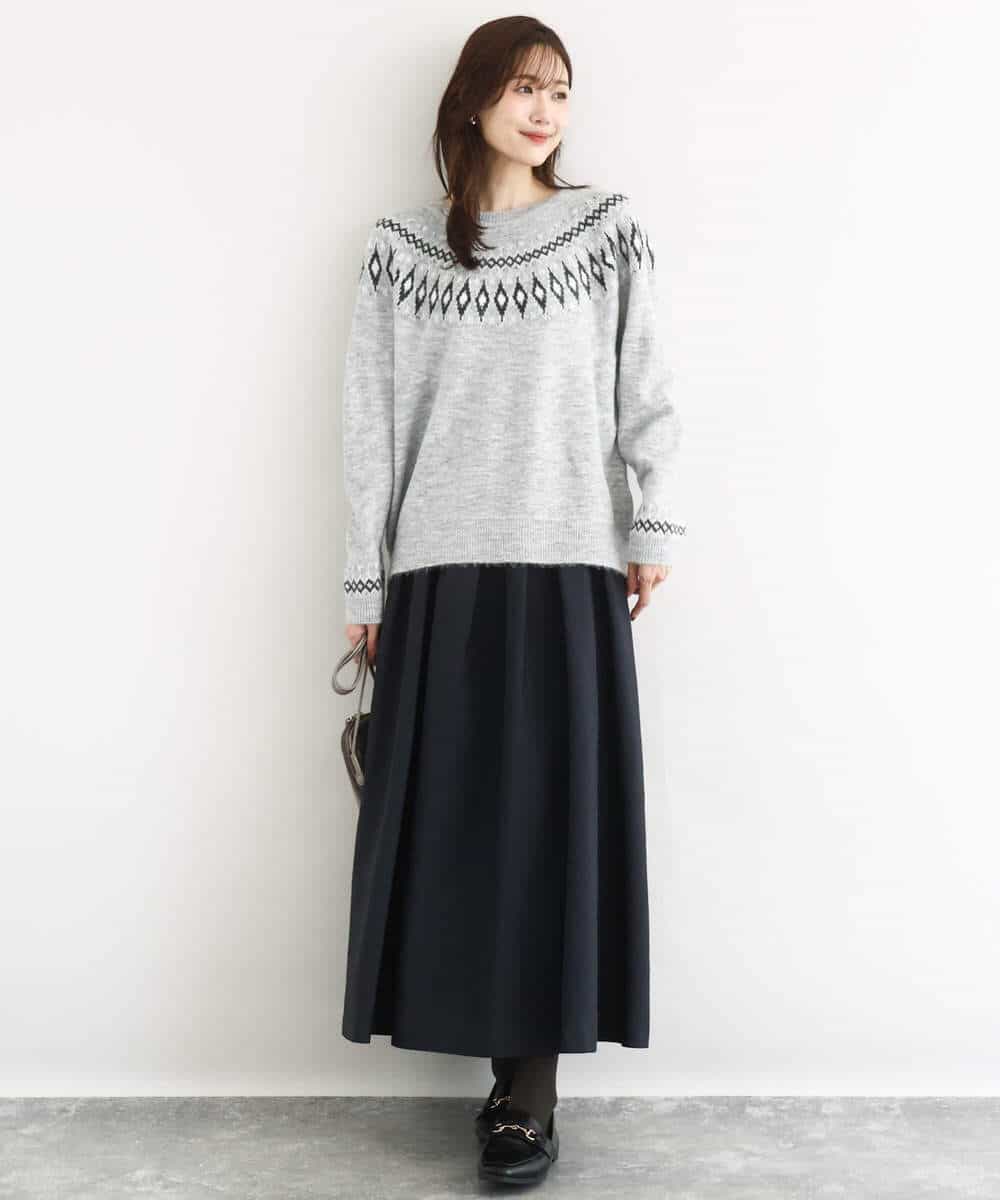 FKFBD54160 MK MICHEL KLEIN(MK ミッシェルクラン) ノルディック柄ニット/洗える アイボリー