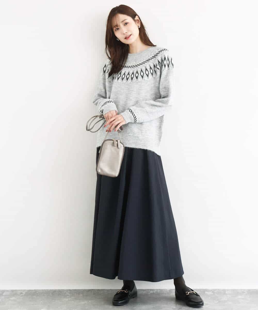 FKFBD54160 MK MICHEL KLEIN(MK ミッシェルクラン) ノルディック柄ニット/洗える アイボリー