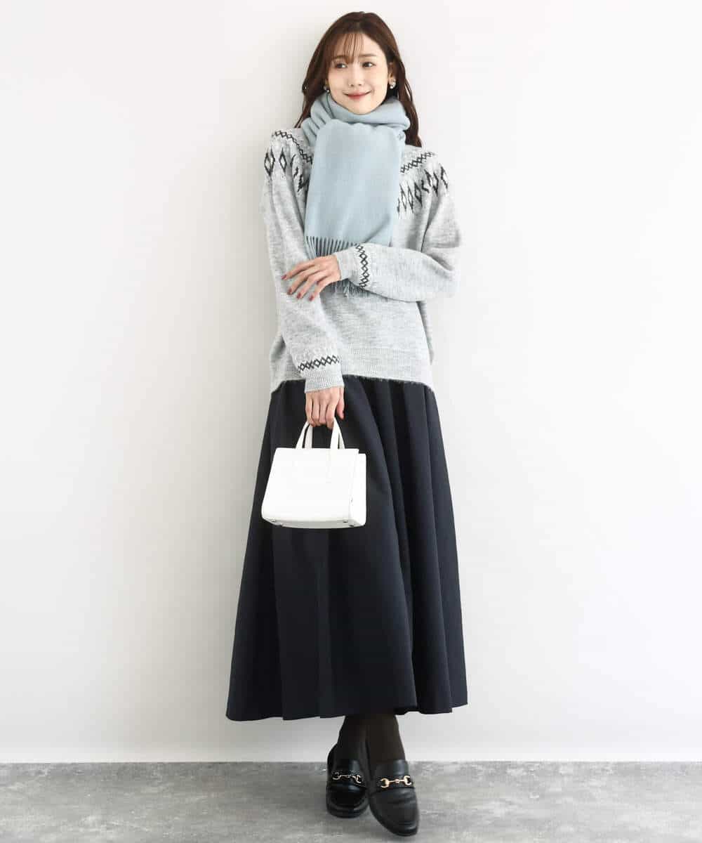 FKFBD54160 MK MICHEL KLEIN(MK ミッシェルクラン) ノルディック柄ニット/洗える アイボリー