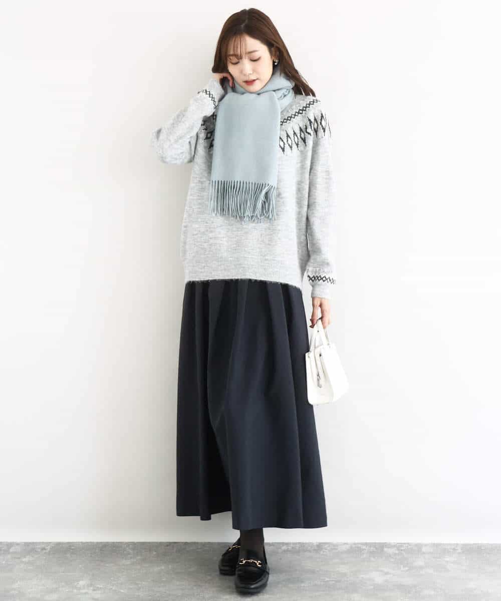 FKFBD54160 MK MICHEL KLEIN(MK ミッシェルクラン) ノルディック柄ニット/洗える アイボリー