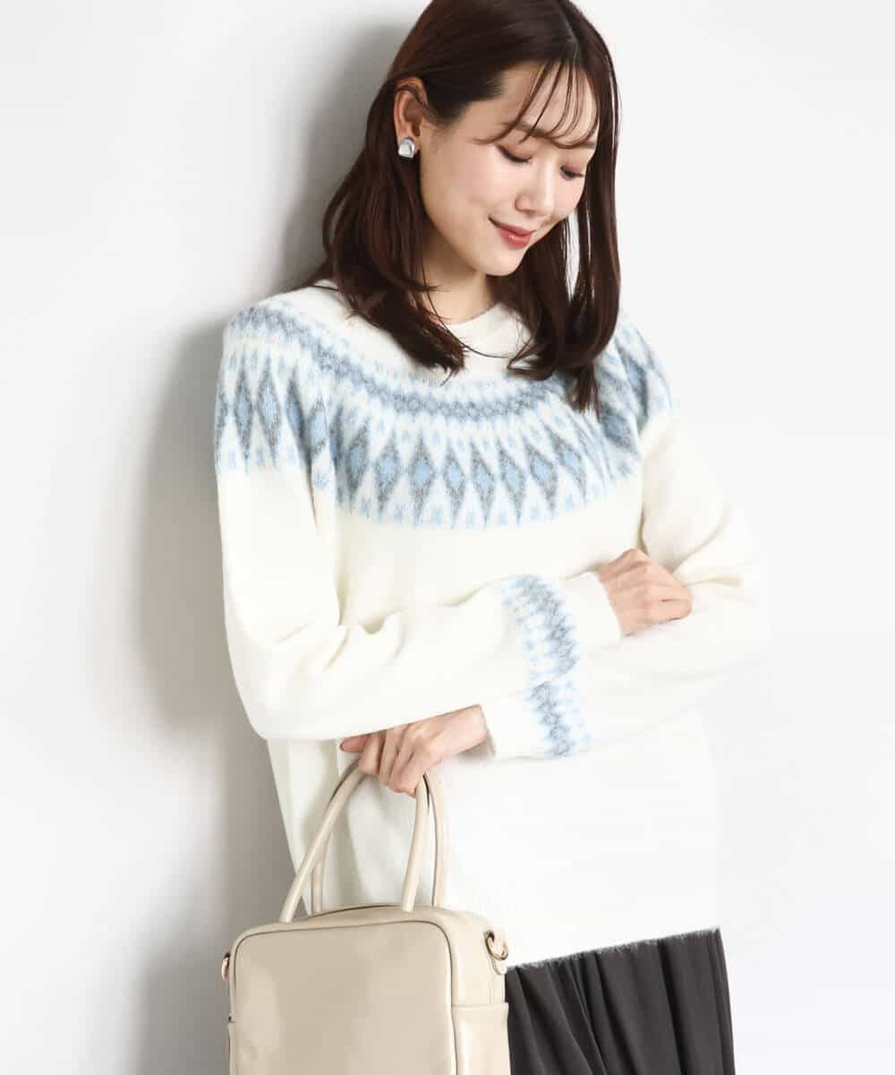 FKFBD54160 MK MICHEL KLEIN(MK ミッシェルクラン) ノルディック柄ニット/洗える アイボリー