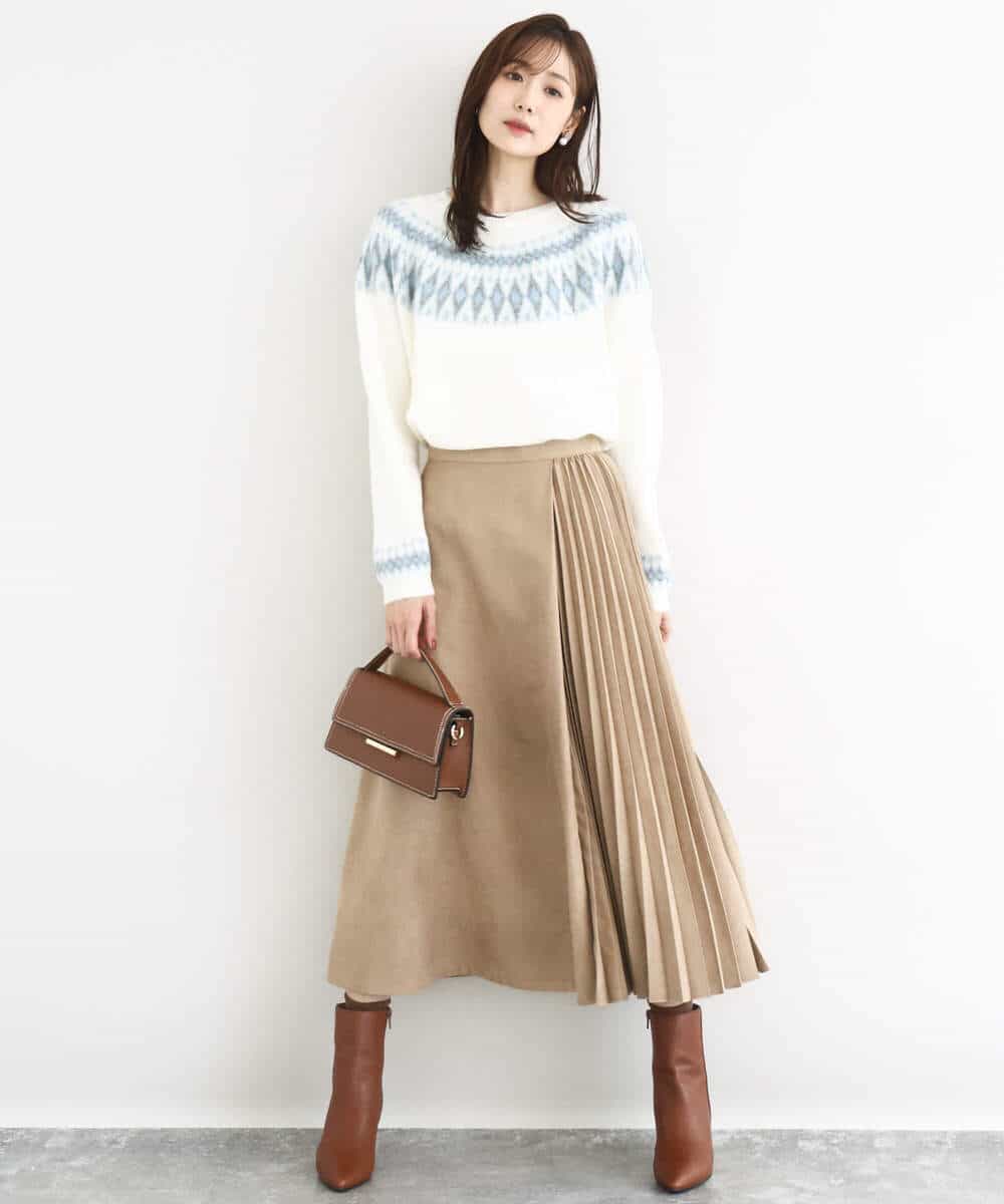 FKFBD54160 MK MICHEL KLEIN(MK ミッシェルクラン) ノルディック柄ニット/洗える アイボリー