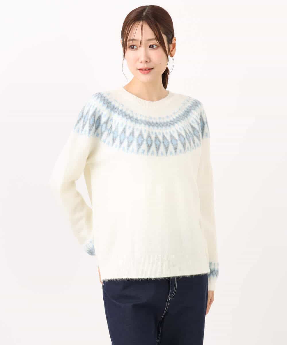 FKFBD54160 MK MICHEL KLEIN(MK ミッシェルクラン) ノルディック柄ニット/洗える アイボリー