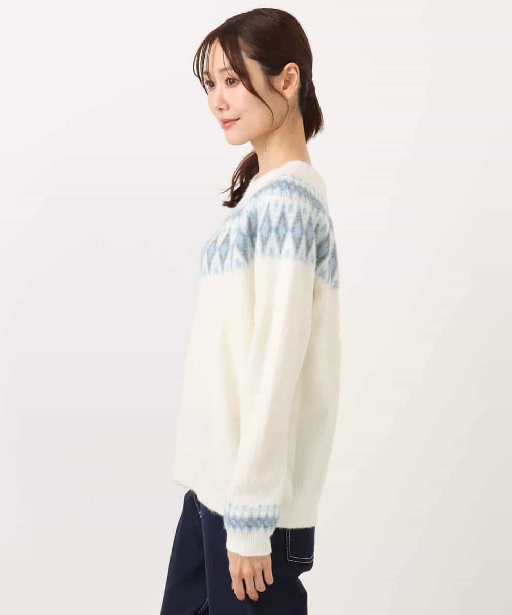 FKFBD54160 MK MICHEL KLEIN(MK ミッシェルクラン) ノルディック柄ニット/洗える アイボリー