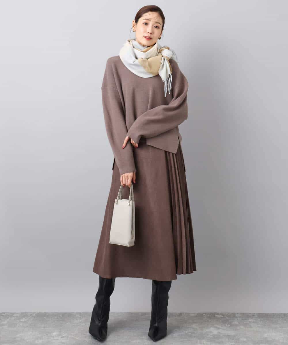 FKFBD55150 MK MICHEL KLEIN(MK ミッシェルクラン) 片畦編みVネックニット/洗える レッド