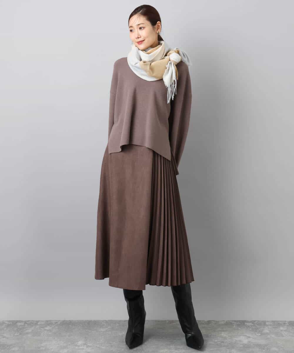 FKFBD55150 MK MICHEL KLEIN(MK ミッシェルクラン) 片畦編みVネックニット/洗える レッド