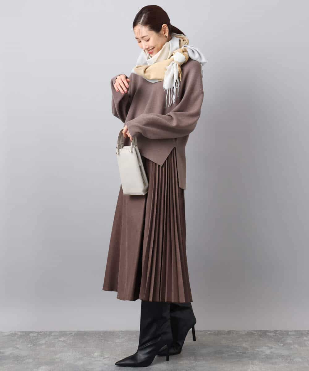 FKFBD55150 MK MICHEL KLEIN(MK ミッシェルクラン) 片畦編みVネックニット/洗える レッド