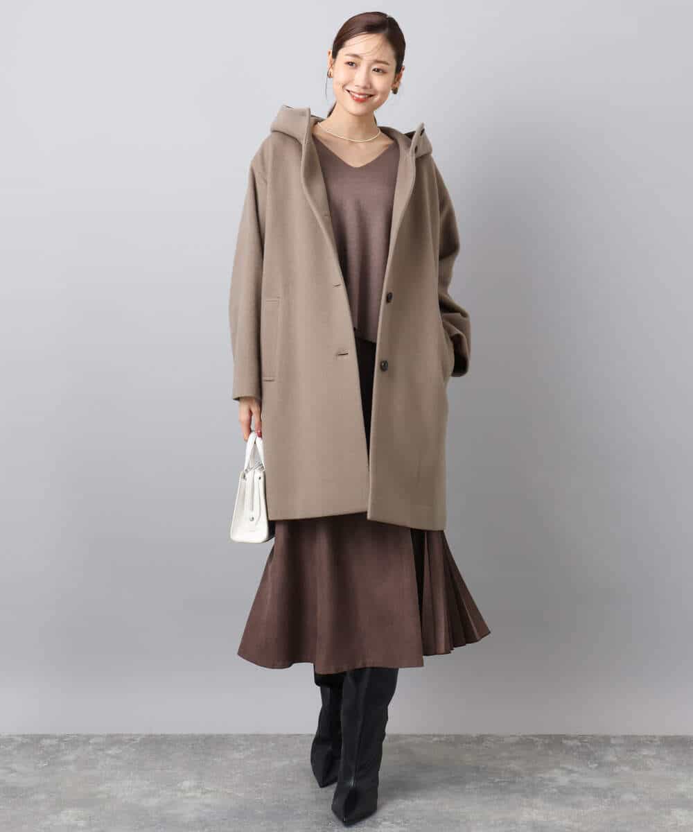 FKFBD55150 MK MICHEL KLEIN(MK ミッシェルクラン) 片畦編みVネックニット/洗える レッド