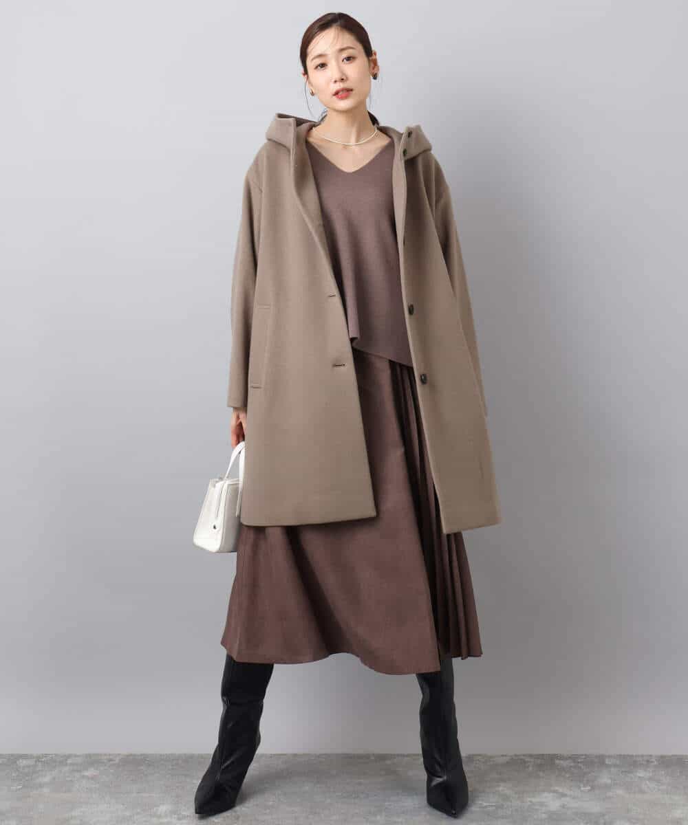 FKFBD55150 MK MICHEL KLEIN(MK ミッシェルクラン) 片畦編みVネックニット/洗える レッド