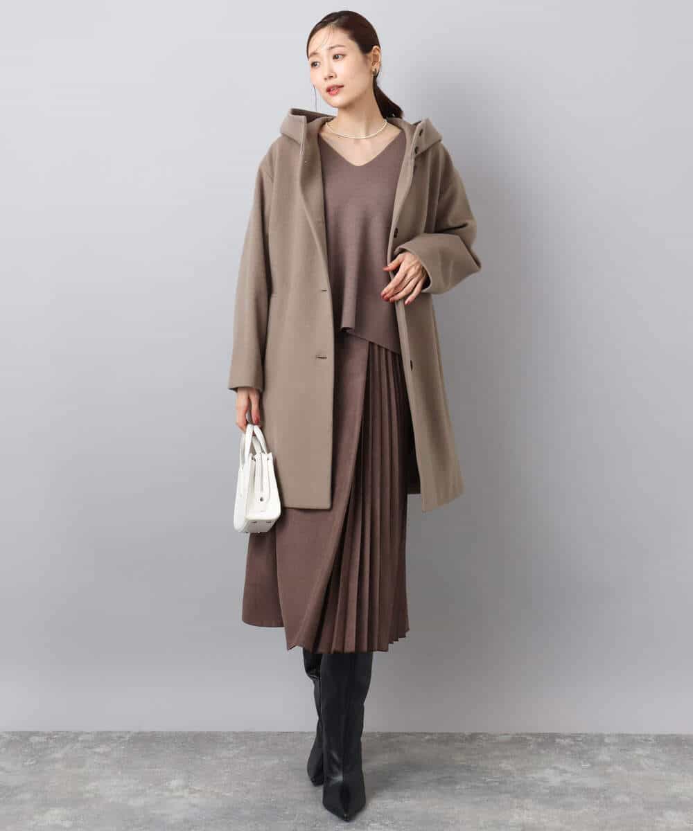 FKFBD55150 MK MICHEL KLEIN(MK ミッシェルクラン) 片畦編みVネックニット/洗える レッド
