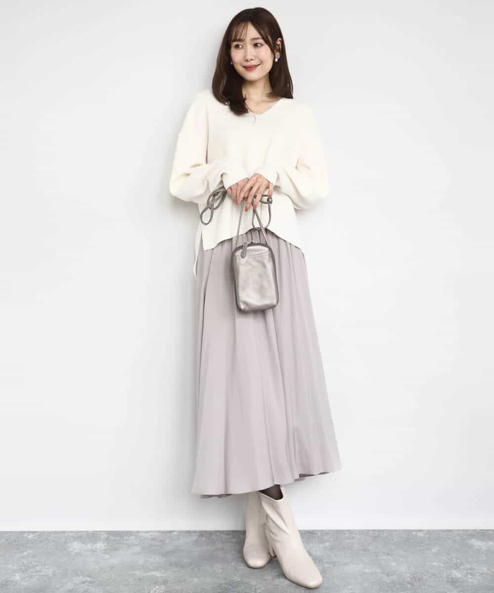 FKFBD55150 MK MICHEL KLEIN(MK ミッシェルクラン) 片畦編みVネックニット/洗える レッド