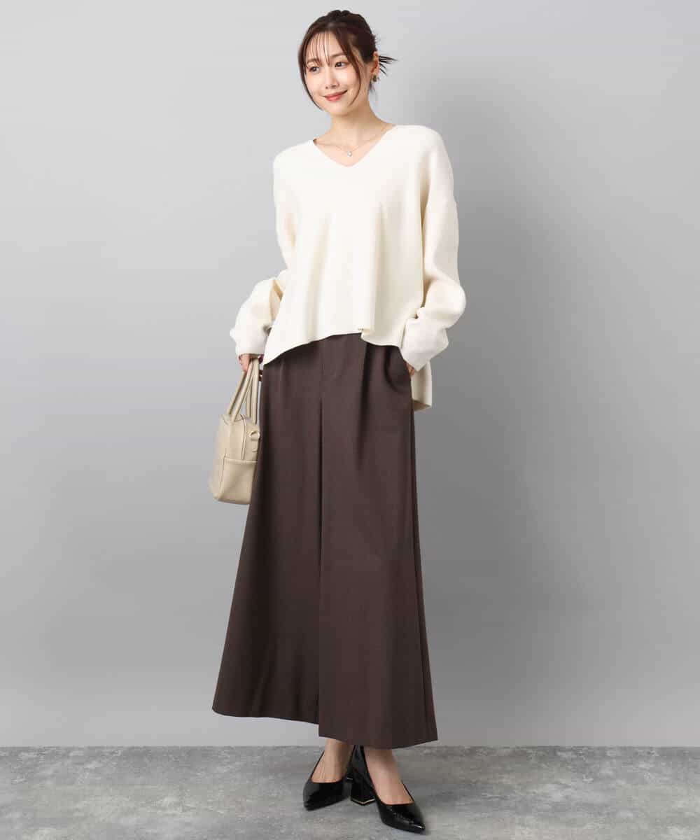 FKFBD55150 MK MICHEL KLEIN(MK ミッシェルクラン) 片畦編みVネックニット/洗える レッド
