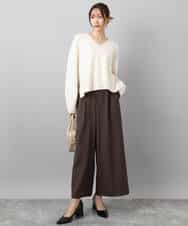 FKFBD55150 MK MICHEL KLEIN(MK ミッシェルクラン) 片畦編みVネックニット/洗える レッド