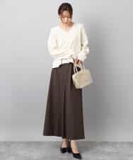 FKFBD55150 MK MICHEL KLEIN(MK ミッシェルクラン) 片畦編みVネックニット/洗える レッド