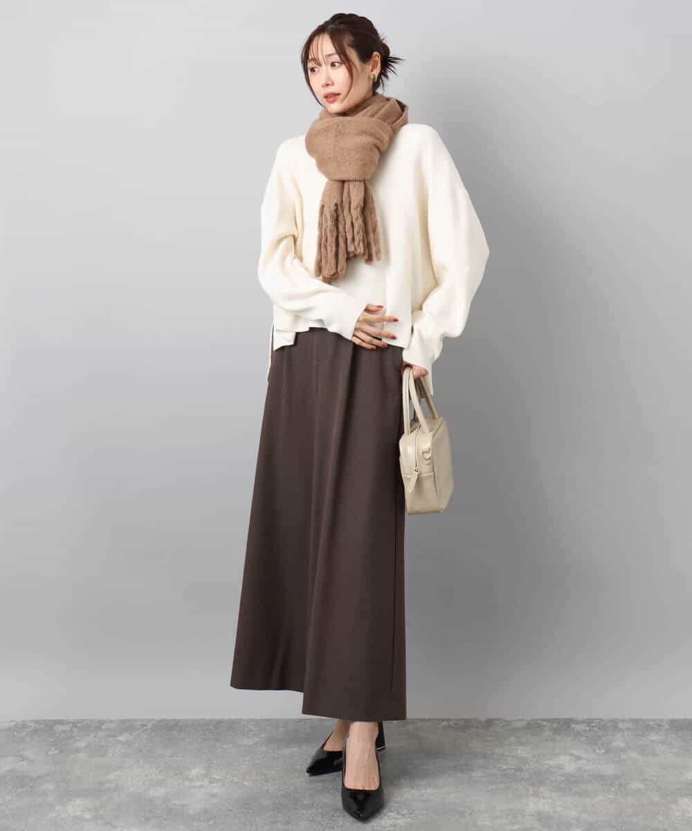 FKFBD55150 MK MICHEL KLEIN(MK ミッシェルクラン) 片畦編みVネックニット/洗える レッド