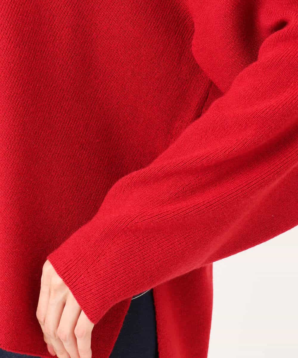 FKFBD55150 MK MICHEL KLEIN(MK ミッシェルクラン) 片畦編みVネックニット/洗える レッド