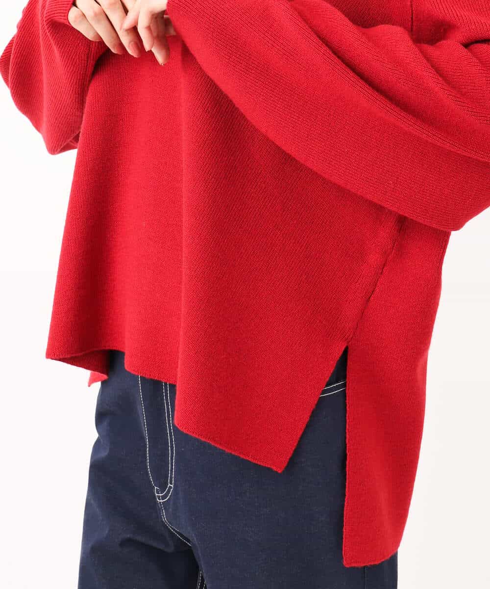 FKFBD55150 MK MICHEL KLEIN(MK ミッシェルクラン) 片畦編みVネックニット/洗える レッド