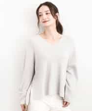 FKFBD55150 MK MICHEL KLEIN(MK ミッシェルクラン) 片畦編みVネックニット/洗える レッド