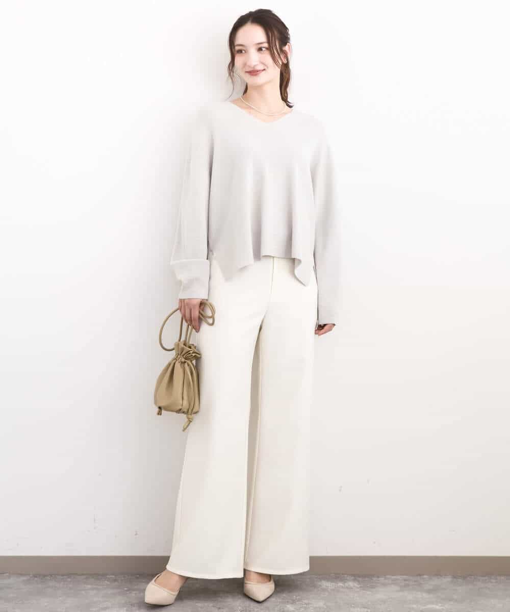 FKFBD55150 MK MICHEL KLEIN(MK ミッシェルクラン) 片畦編みVネックニット/洗える レッド