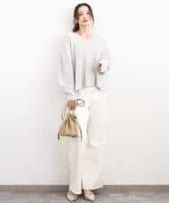 FKFBD55150 MK MICHEL KLEIN(MK ミッシェルクラン) 片畦編みVネックニット/洗える レッド