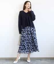 FKFBD55150 MK MICHEL KLEIN(MK ミッシェルクラン) 片畦編みVネックニット/洗える レッド