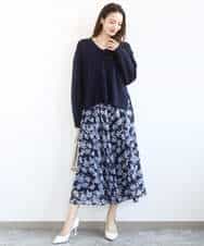 FKFBD55150 MK MICHEL KLEIN(MK ミッシェルクラン) 片畦編みVネックニット/洗える レッド