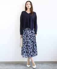 FKFBD55150 MK MICHEL KLEIN(MK ミッシェルクラン) 片畦編みVネックニット/洗える レッド