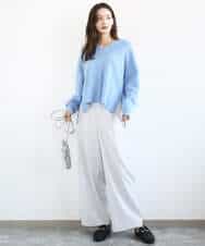 FKFBD55150 MK MICHEL KLEIN(MK ミッシェルクラン) 片畦編みVネックニット/洗える レッド