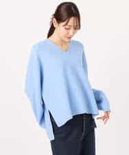 FKFBD55150 MK MICHEL KLEIN(MK ミッシェルクラン) 片畦編みVネックニット/洗える レッド