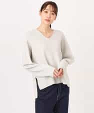 FKFBD55150 MK MICHEL KLEIN(MK ミッシェルクラン) 片畦編みVネックニット/洗える レッド