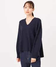 FKFBD55150 MK MICHEL KLEIN(MK ミッシェルクラン) 片畦編みVネックニット/洗える レッド