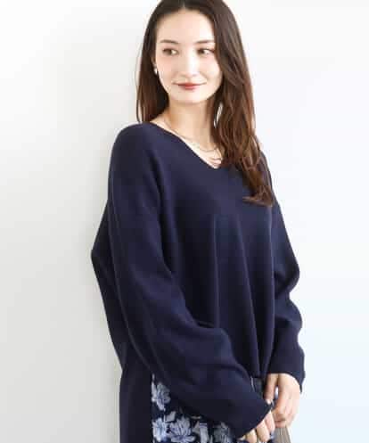 FKFBD55150 MK MICHEL KLEIN 片畦編みVネックニット/洗える