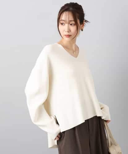 FKFBD55150 MK MICHEL KLEIN 片畦編みVネックニット/洗える