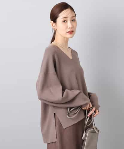 FKFBD55150 MK MICHEL KLEIN 片畦編みVネックニット/洗える