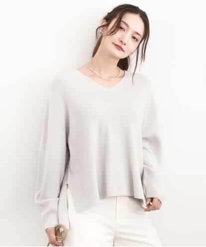 FKFBD55150 MK MICHEL KLEIN 片畦編みVネックニット/洗える