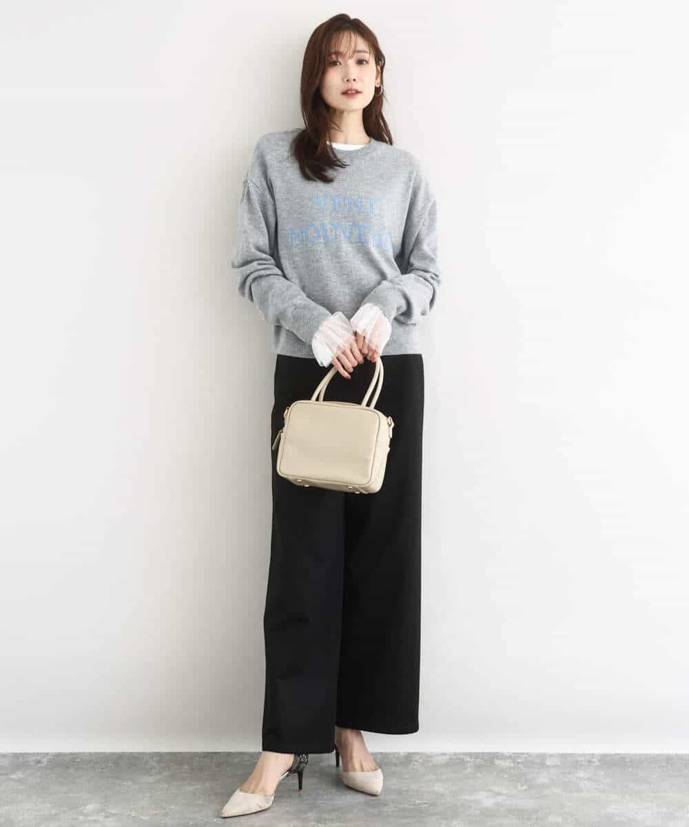 FKFBD56140 MK MICHEL KLEIN(MK ミッシェルクラン) ロゴ入りウール混ニット/前後2way/洗える ネイビー