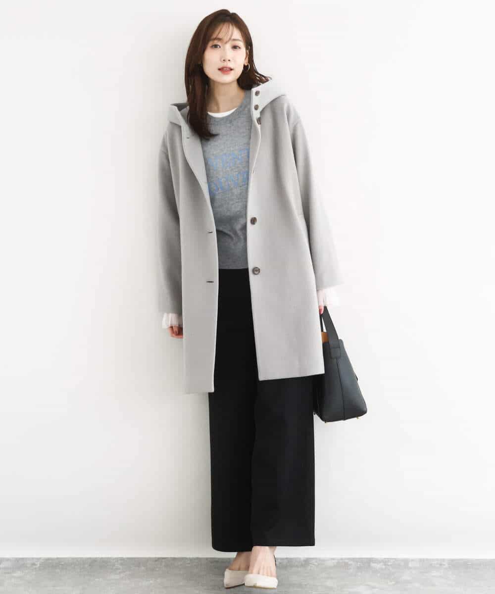FKFBD56140 MK MICHEL KLEIN(MK ミッシェルクラン) ロゴ入りウール混ニット/前後2way/洗える ネイビー