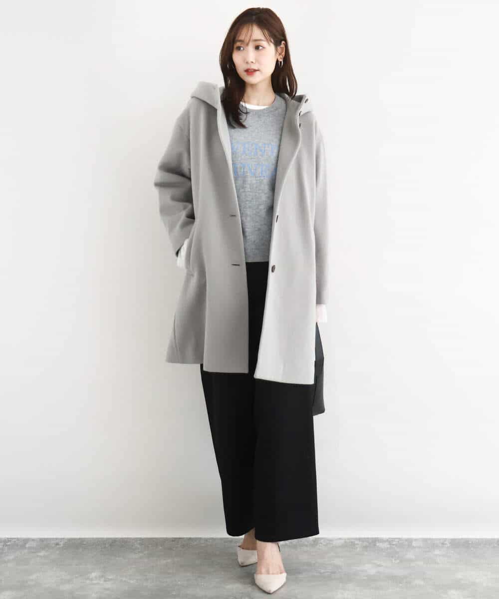 FKFBD56140 MK MICHEL KLEIN(MK ミッシェルクラン) ロゴ入りウール混ニット/前後2way/洗える ネイビー