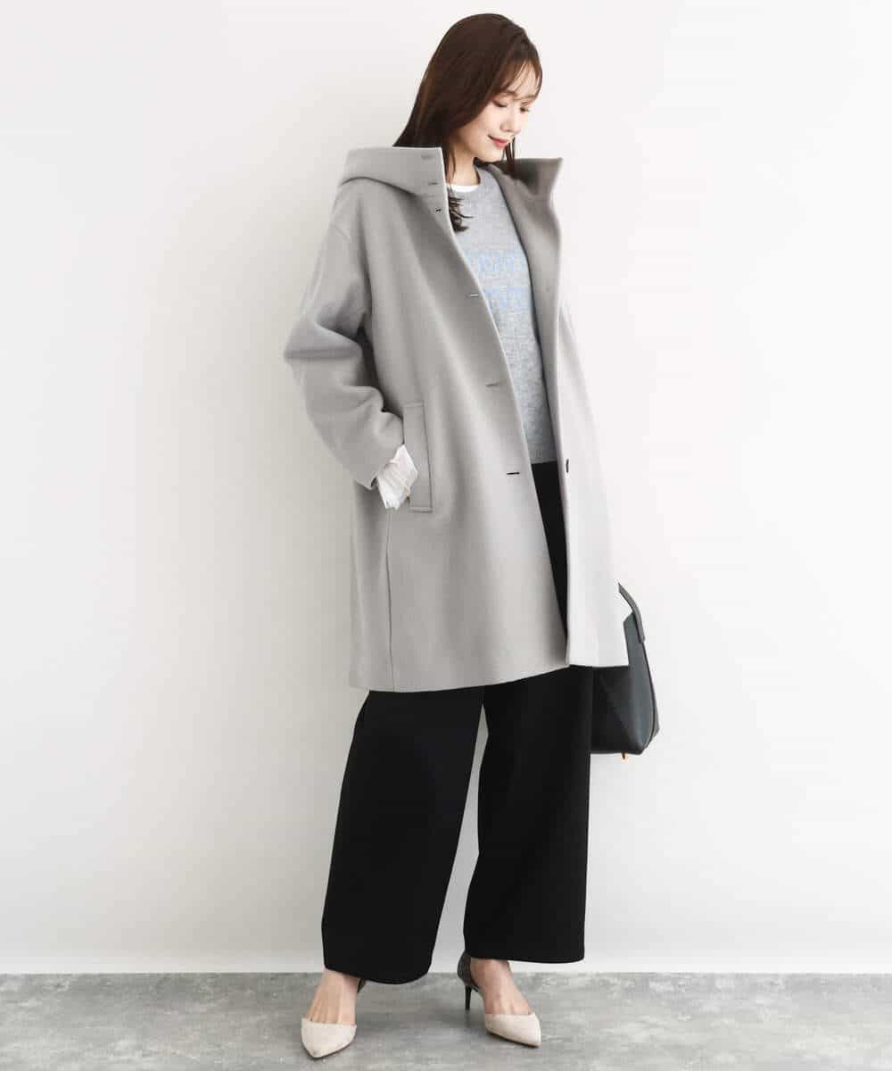 FKFBD56140 MK MICHEL KLEIN(MK ミッシェルクラン) ロゴ入りウール混ニット/前後2way/洗える ネイビー