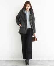 FKFBD56140 MK MICHEL KLEIN(MK ミッシェルクラン) ロゴ入りウール混ニット/前後2way/洗える ネイビー