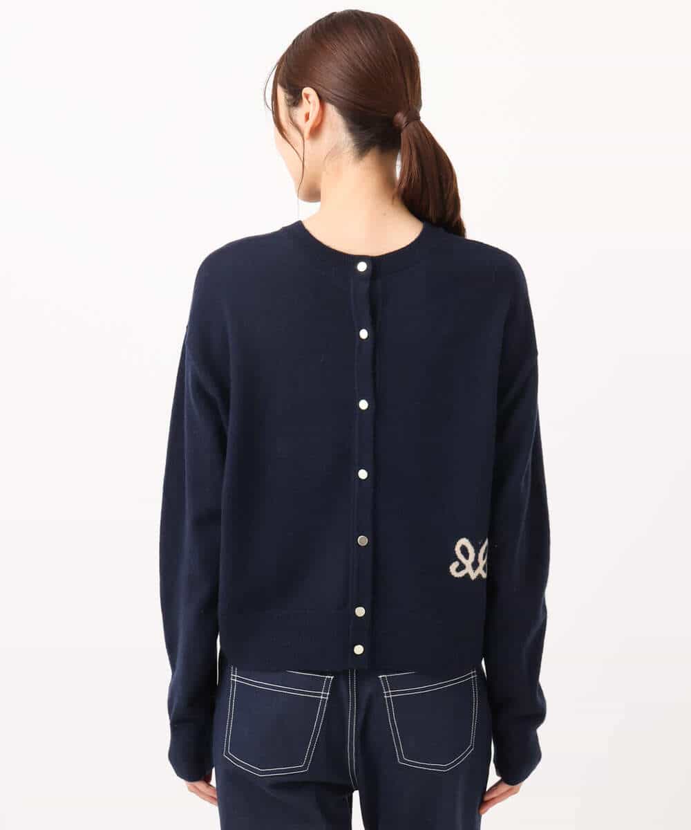 FKFBD56140 MK MICHEL KLEIN(MK ミッシェルクラン) ロゴ入りウール混ニット/前後2way/洗える ネイビー
