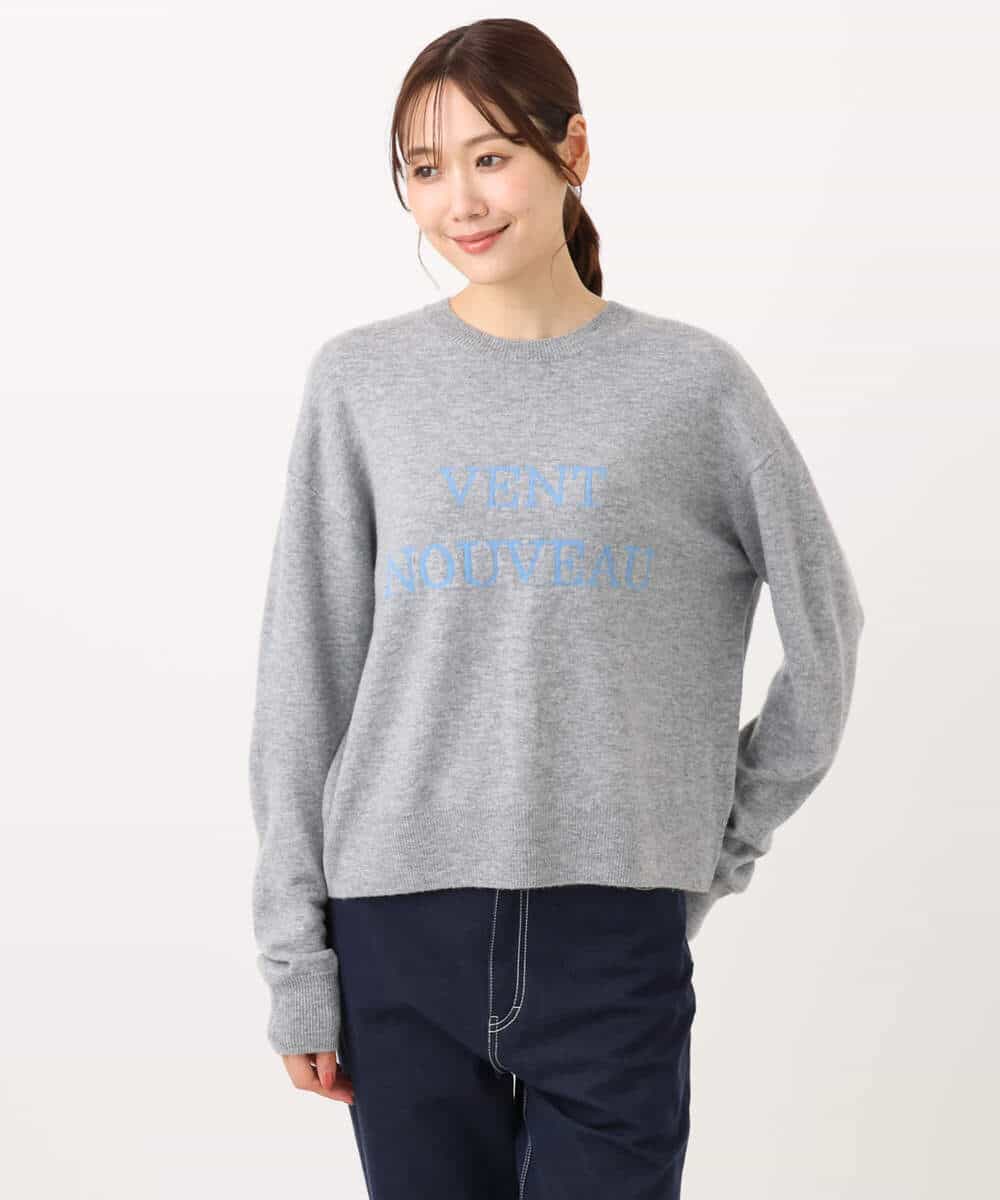 FKFBD56140 MK MICHEL KLEIN(MK ミッシェルクラン) ロゴ入りウール混ニット/前後2way/洗える ネイビー