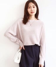 FKFBD57130 MK MICHEL KLEIN(MK ミッシェルクラン) ラメ入りドルマンスリーブ畦編みニット/洗える ライトブルー