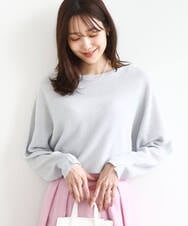 FKFBD57130 MK MICHEL KLEIN(MK ミッシェルクラン) ラメ入りドルマンスリーブ畦編みニット/洗える ライトブルー