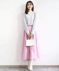 FKFBD57130 MK MICHEL KLEIN(MK ミッシェルクラン) ラメ入りドルマンスリーブ畦編みニット/洗える ライトブルー