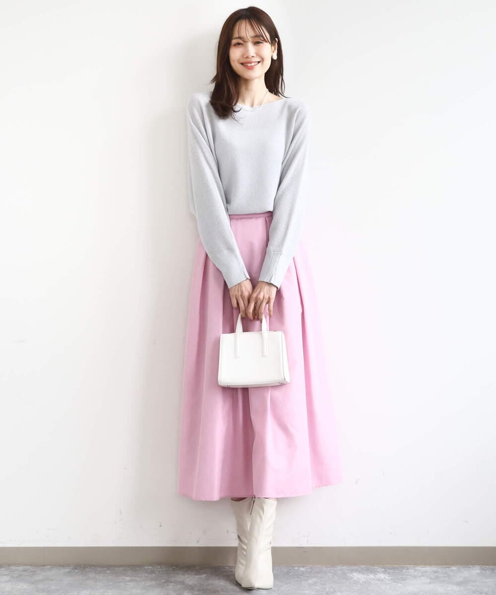 FKFBD57130 MK MICHEL KLEIN(MK ミッシェルクラン) ラメ入りドルマンスリーブ畦編みニット/洗える ライトブルー