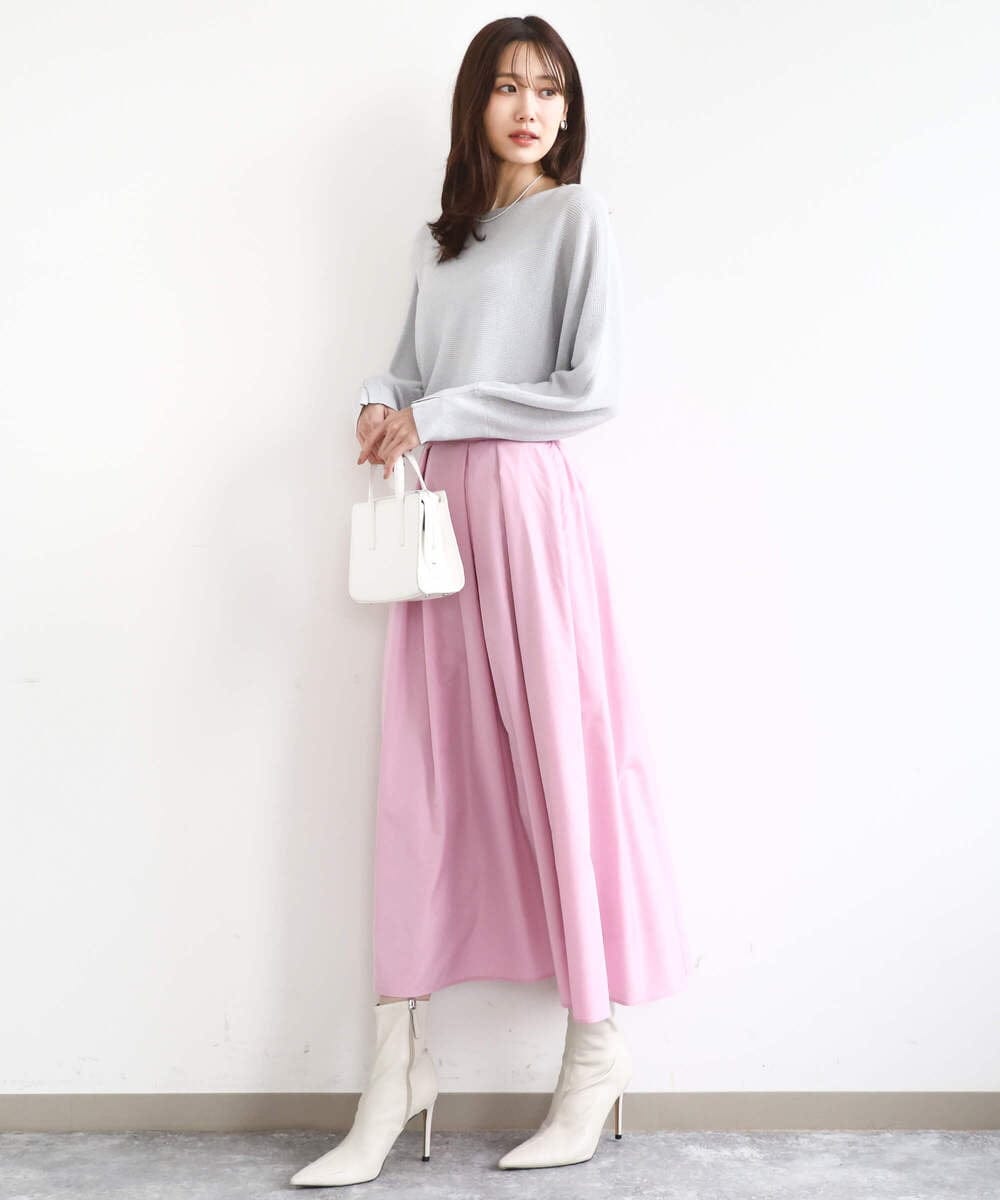 FKFBD57130 MK MICHEL KLEIN(MK ミッシェルクラン) ラメ入りドルマンスリーブ畦編みニット/洗える ライトブルー