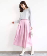 FKFBD57130 MK MICHEL KLEIN(MK ミッシェルクラン) ラメ入りドルマンスリーブ畦編みニット/洗える ライトブルー