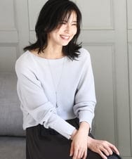 FKFBD57130 MK MICHEL KLEIN(MK ミッシェルクラン) ラメ入りドルマンスリーブ畦編みニット/洗える ライトグレー