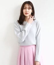 FKFBD57130 MK MICHEL KLEIN(MK ミッシェルクラン) ラメ入りドルマンスリーブ畦編みニット/洗える アイスグレー